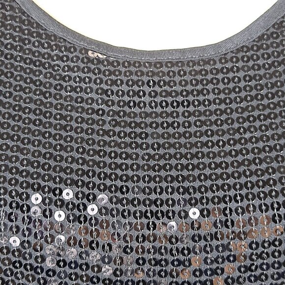 Metaphor Size Medium Black T-shirt with Black Sequin Front Cap Sleeve NWOT - Picture 5 of 11